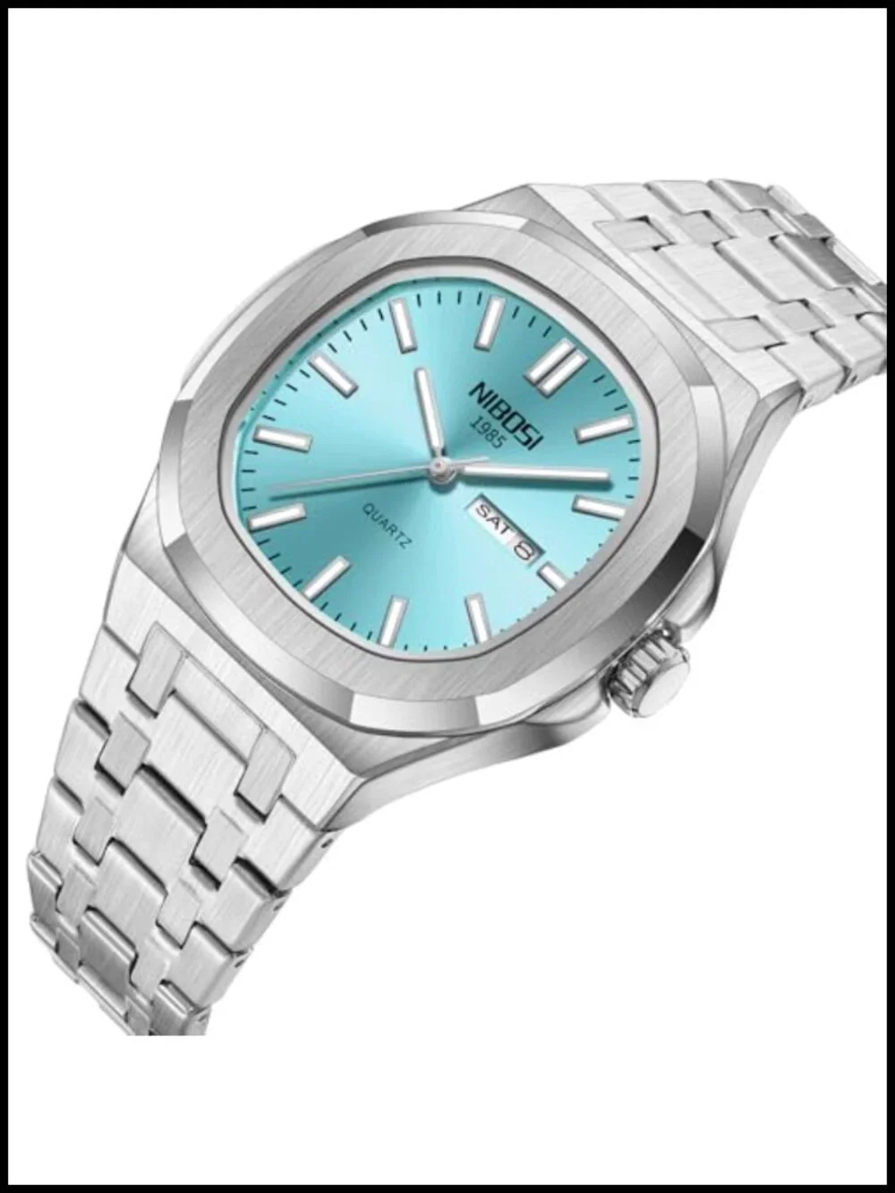 Men's Analog Quartz Watch Big Face Stainless Steel Day Date Business